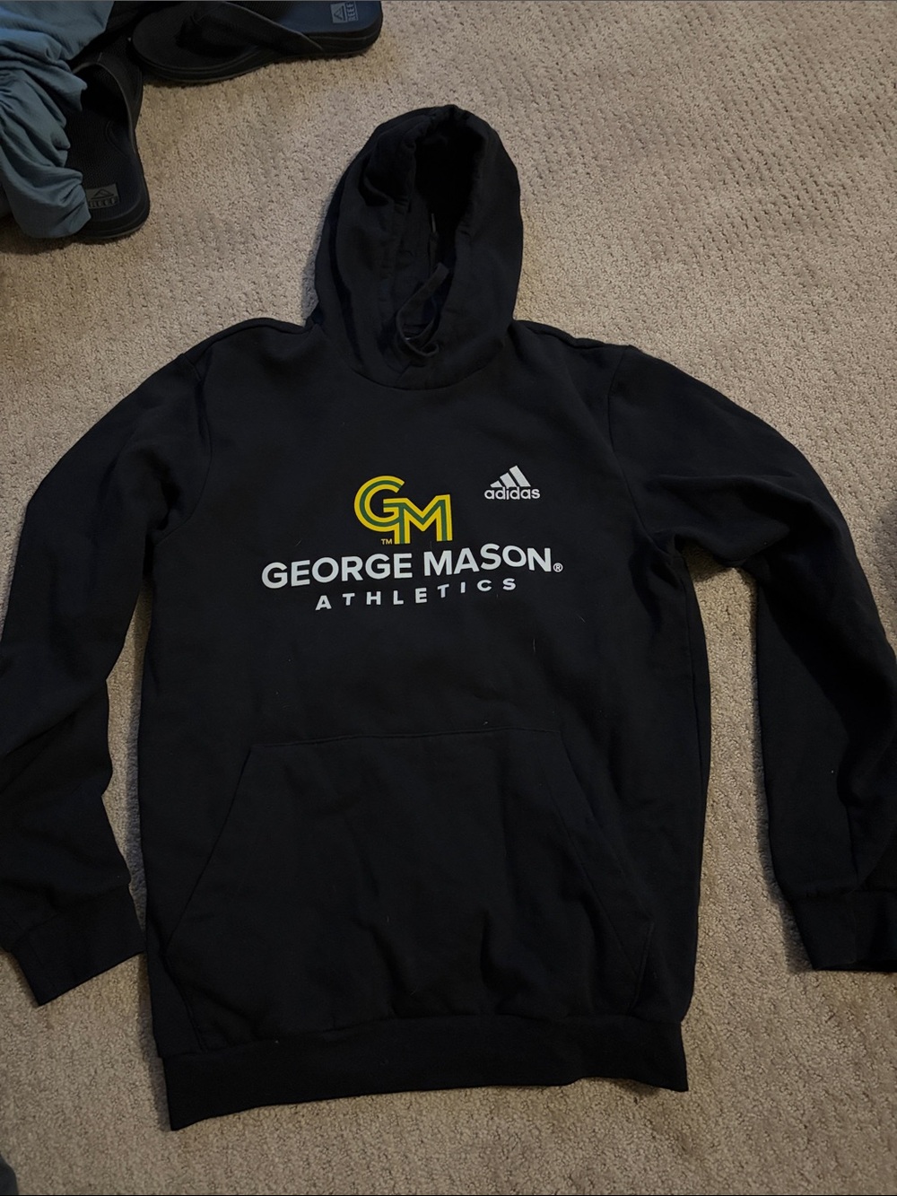 adidas Black Hoodie with Yellow GM Logo and White Text